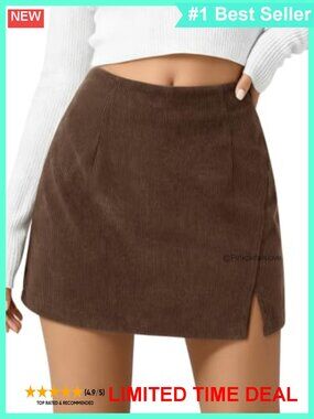 Corduroy Mini Skirt High Waisted A-Line Fall Winter Short Skirt